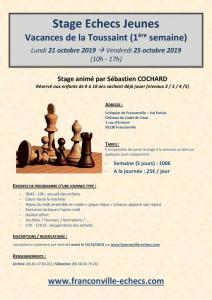 Stage Jeunes de la Toussaint (du 21 au 25 octobre 2019)